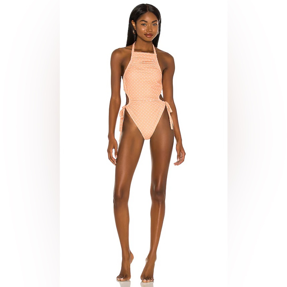 Tularosa  Yanet One Piece in Peach Polka Dot